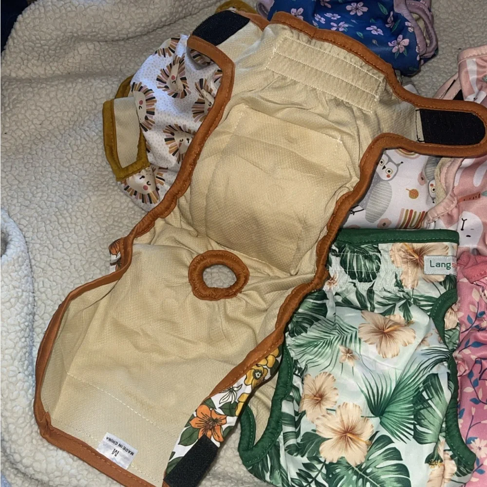 Reusable dog diapers.
